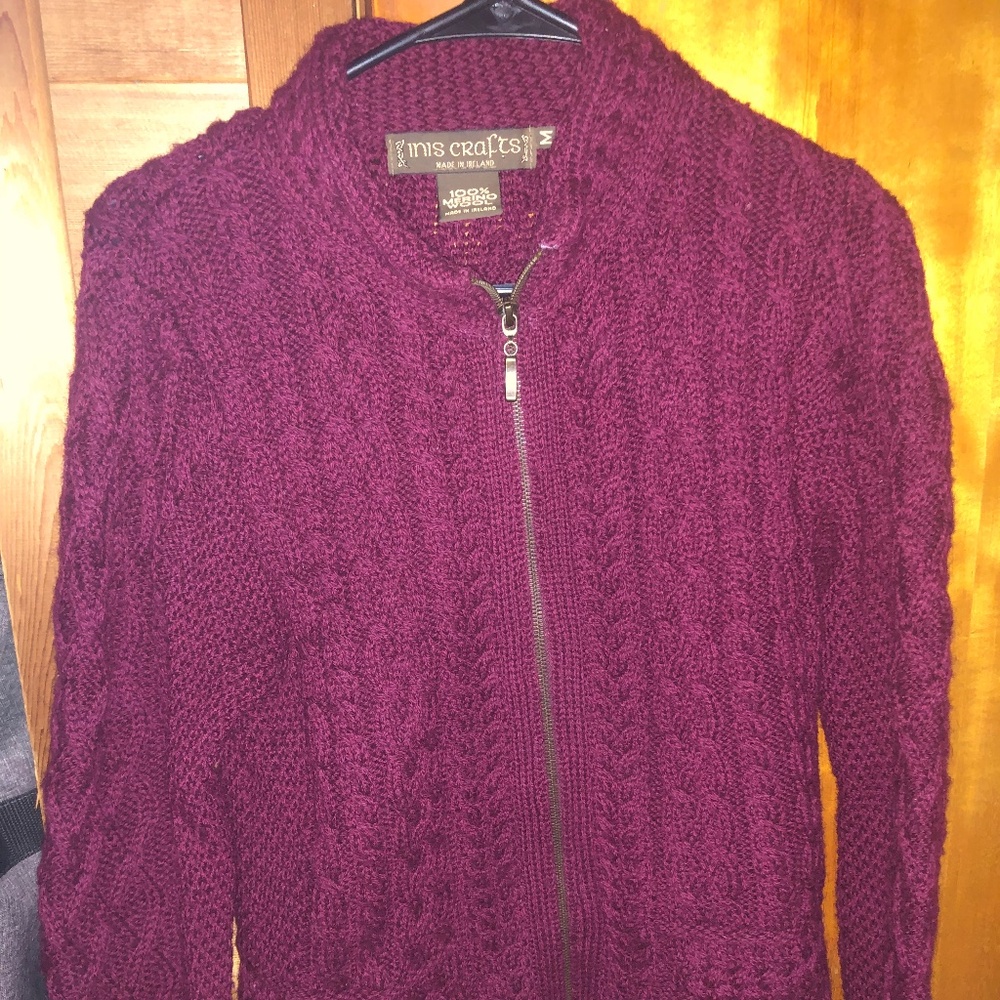 Burgundy wool cardigan
